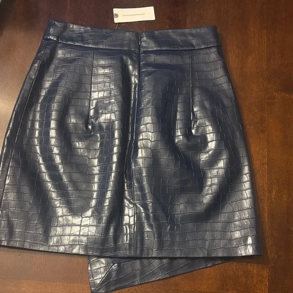 Anthropologie Navy Faux Croc Skirt - Picture 2 of 3